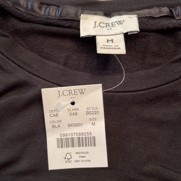 NWT J Crew black crew neck long sleeve super soft t-shirt, Medium - Picture 2 of 6